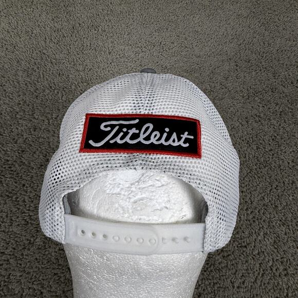 Titleist Hat Cap Snap Back Mens One Size Gray White Mesh Trucker Golf Pro V1 - Picture 6 of 11